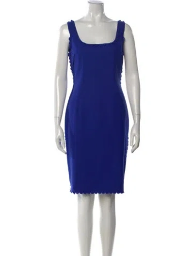 Pre-owned Lanvin Square Neckline Knee-length Dress In Blue