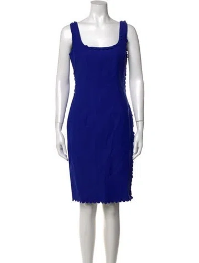 Pre-owned Lanvin Square Neckline Knee-length Dress In Blue
