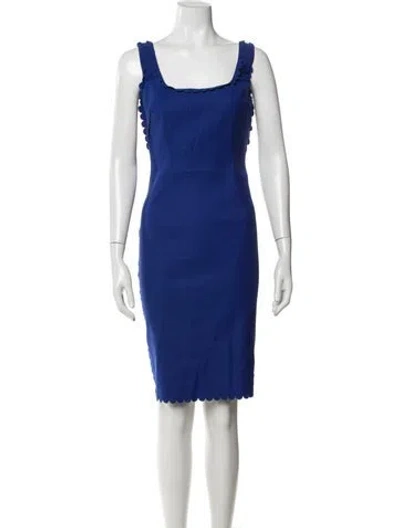 Pre-owned Lanvin Square Neckline Knee-length Dress In Blue