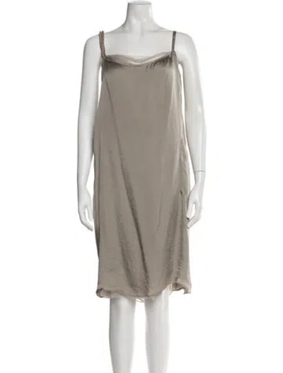 Pre-owned Lanvin Square Neckline Knee-length Dress In Neutral