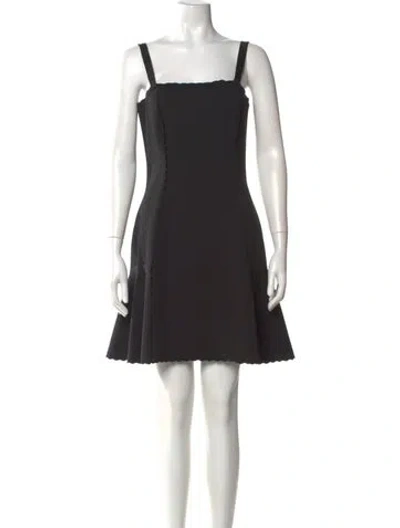 Pre-owned Lanvin Square Neckline Mini Dress In Black