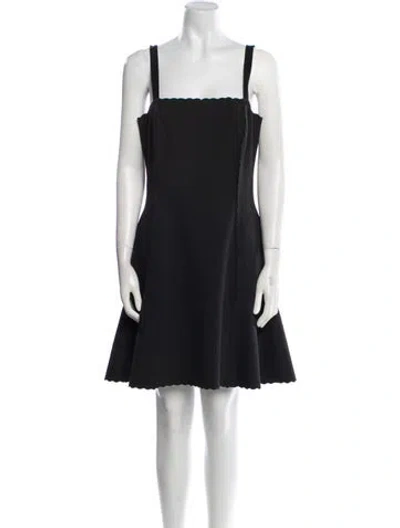 Pre-owned Lanvin Square Neckline Mini Dress In Black
