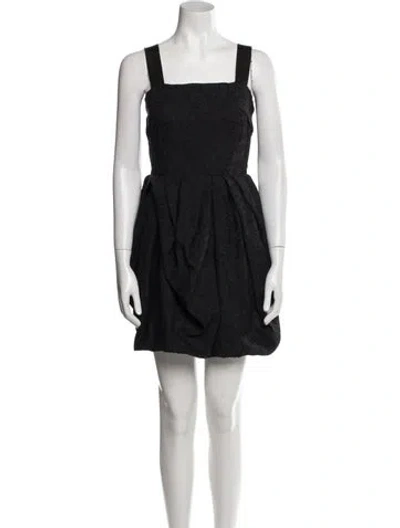 Pre-owned Lanvin Square Neckline Mini Dress In Black
