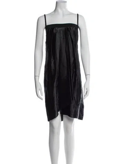 Pre-owned Lanvin Square Neckline Mini Dress In Black