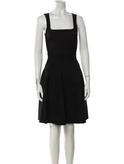 Pre-owned Lanvin Square Neckline Mini Dress In Black