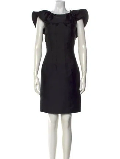 Pre-owned Lanvin Square Neckline Mini Dress In Black