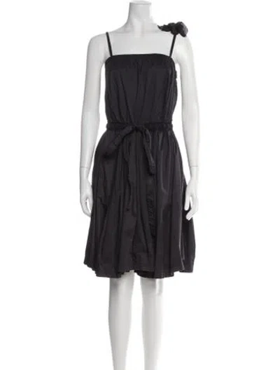Pre-owned Lanvin Square Neckline Mini Dress In Black