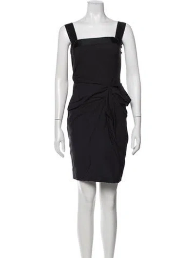 Pre-owned Lanvin Square Neckline Mini Dress In Black