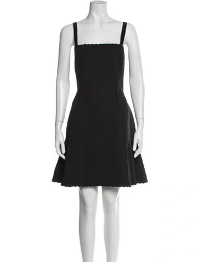 Pre-owned Lanvin Square Neckline Mini Dress In Black