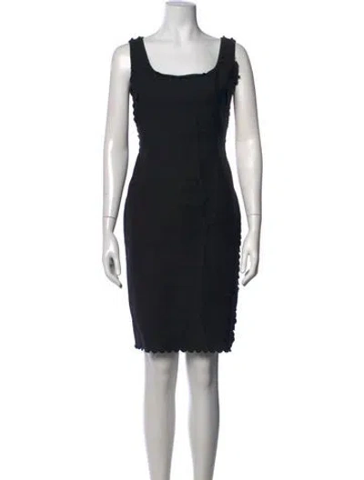 Pre-owned Lanvin Square Neckline Mini Dress In Black