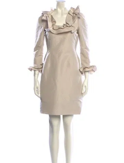 Pre-owned Lanvin Square Neckline Mini Dress In Neutral