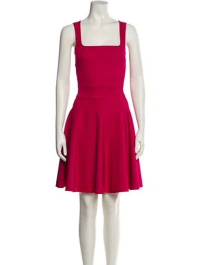 Pre-owned Lanvin Square Neckline Mini Dress In Red
