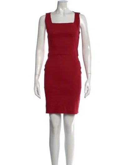 Pre-owned Lanvin Square Neckline Mini Dress In Red