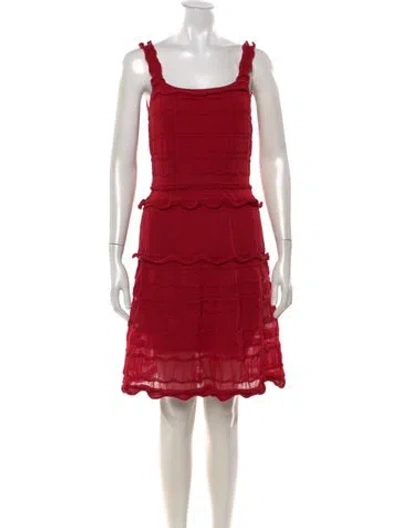 Pre-owned Lanvin Square Neckline Mini Dress In Red