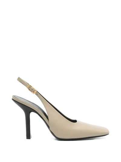 Pre-owned Lanvin Square-toe Slingback Pumps In Gray