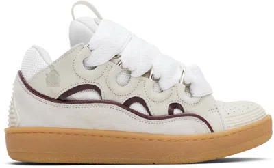 Lanvin Ssense Exclusive Beige Curb Sneakers In 0030 - White/red