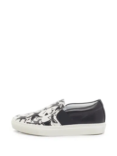 Pre-owned Lanvin Star-print Slip-on Sneakers In White