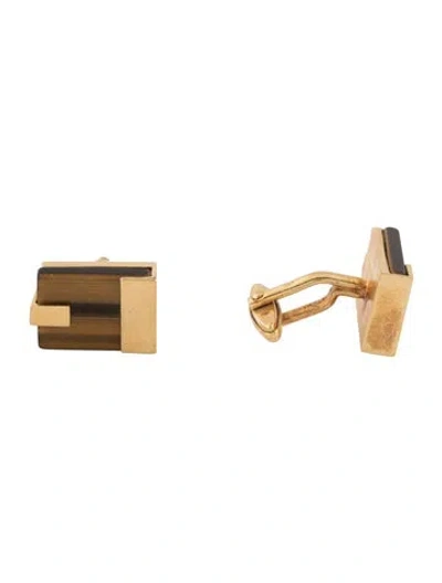 Pre-owned Lanvin Stone Cufflinks In Brown