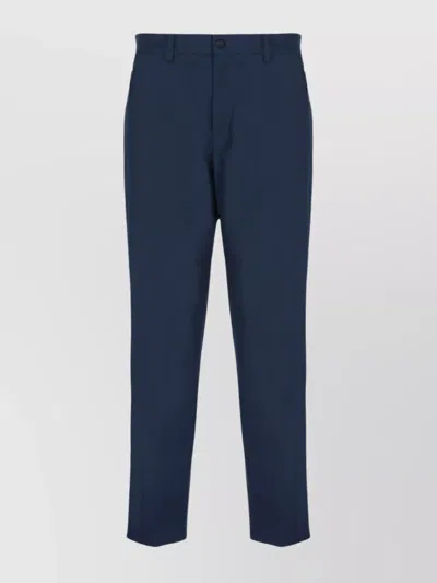 Lanvin Straight Cotton Blend Trousers With Zip Vents In Blue