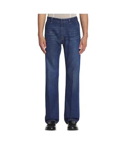 Lanvin Straight Fit Denim Pants In Light Wash In Blue