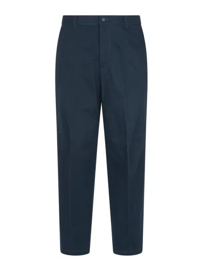 Lanvin Straight Leg Cropped Trousers In Navy