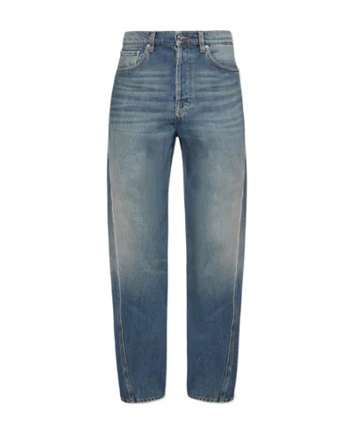 Lanvin Straight-leg Twist-detailed Cotton Jeans In Blue