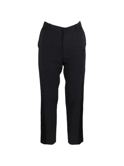 Pre-owned Lanvin Straight-leg Wool Trousers In Black