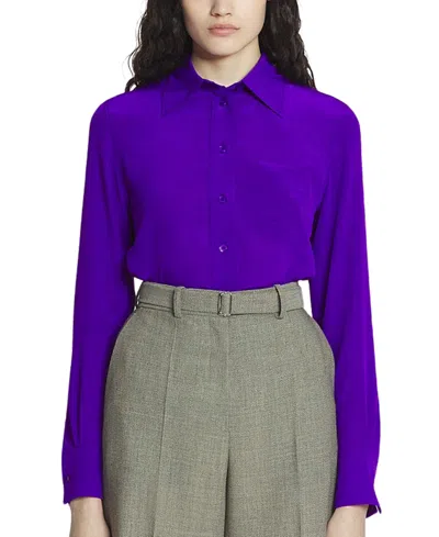 Lanvin Straight Silk Shirt In Purple