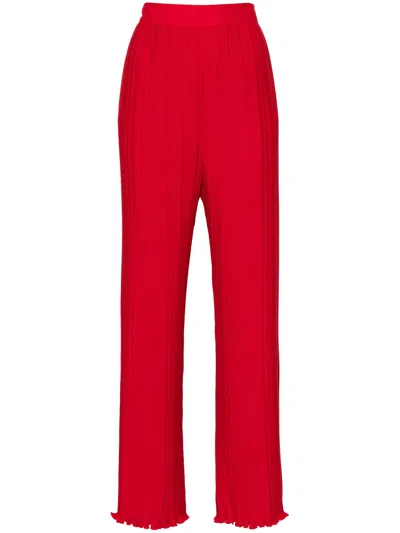 Lanvin Straight Trousers With Pleats In Red