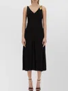 Lanvin Black Midi Dress With Asymmetrical Shoulder Detail