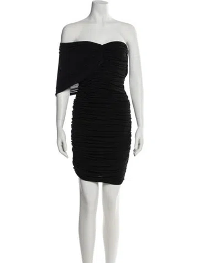 Pre-owned Lanvin Strapless Knee-length Dress In Black