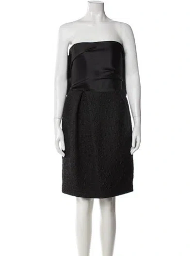 Pre-owned Lanvin Strapless Knee-length Dress In Black