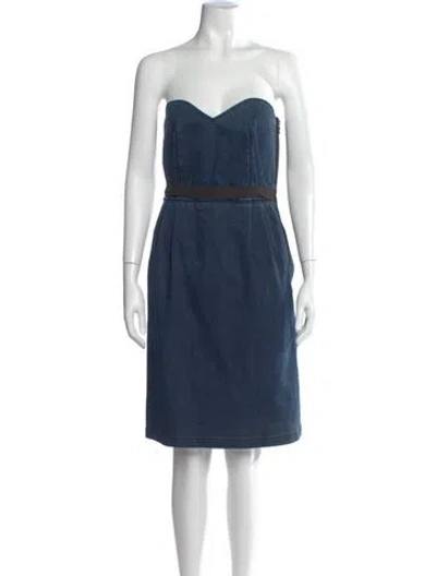 Pre-owned Lanvin Strapless Knee-length Dress In Blue