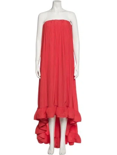 Pre-owned Lanvin Strapless Long Dress In Red