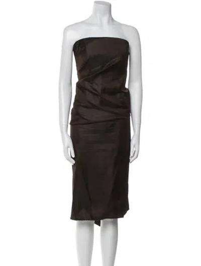 Pre-owned Lanvin Strapless Midi Length Dress In Black