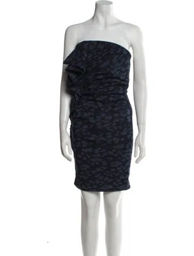 Pre-owned Lanvin Strapless Mini Dress In Blue