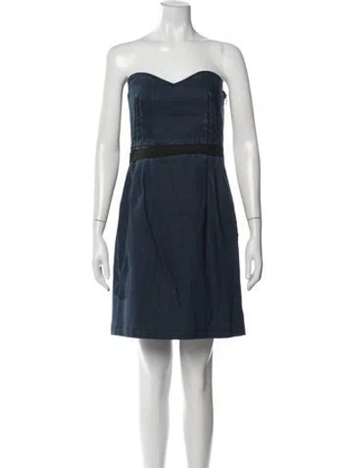 Pre-owned Lanvin Strapless Mini Dress In Blue
