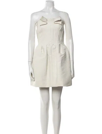 Pre-owned Lanvin Strapless Mini Dress In Neutrals