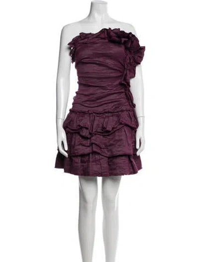 Pre-owned Lanvin Strapless Mini Dress In Purple
