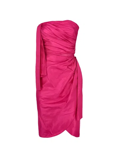 Pre-owned Lanvin Strapless Ruched Mini Dress In Pink