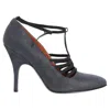 Lanvin Strappy Pumps In Dark Grey Leather In Gray