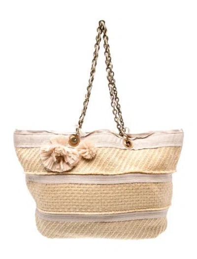 Pre-owned Lanvin Straw Bucket Bag In Neutral