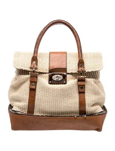 Pre-owned Lanvin Straw Shoulder Bag In Brown/neutrals