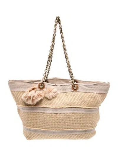 Pre-owned Lanvin Straw Tote In Neutral