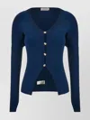 Lanvin Petrol Blue In Stretch Wool Blend Cardigan