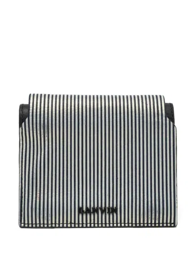 Pre-owned Lanvin Stripe-pattern Card Holder In White