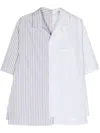 Lanvin Mix-stripe Asymmetric Cotton Shirt In White