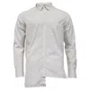 Lanvin Striped Asymmetric Long Sleeve Shirt In White Cotton In White