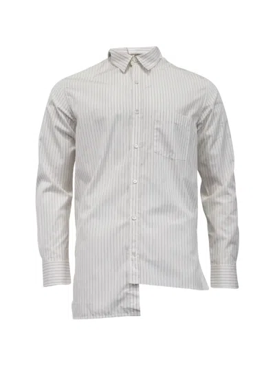 Pre-owned Lanvin Striped Asymmetric Shirt In White