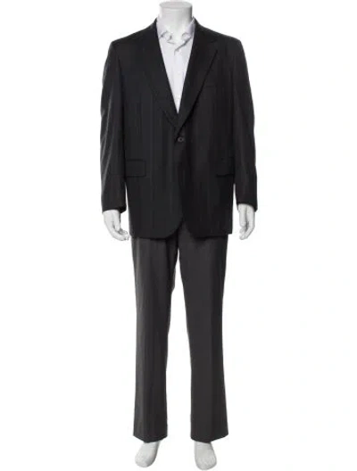 Pre-owned Lanvin Striped Blazer In Gray